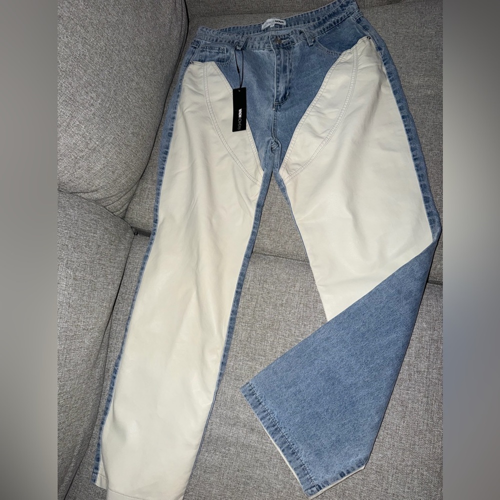Two-Tone Blue and Cream Women’s Jeans